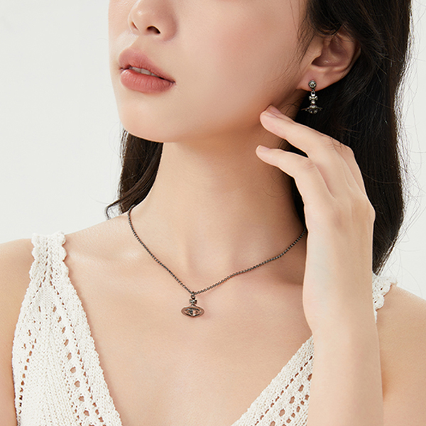 (Women) Vivienne Westwood Petite Orb Gunmetal 3D Transparent Saturn Earrings for Women. 62020032S001S001 圖 7