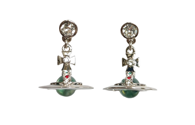 Order (W) 薇薇安西木 Petite Orb 伦敦綠色土星吊墜耳環 - 銀色 女款 6202008602P181-CN001