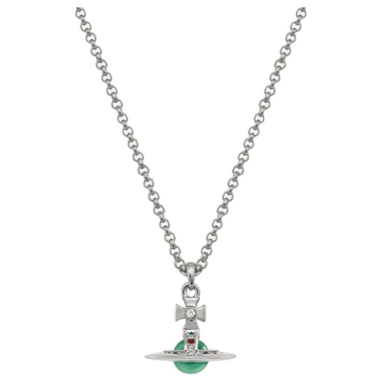 (Women) Vivienne Westwood Petite Orb Mint Green Saturn Pendant Necklace Silver/Mint Green. 8050889174424 圖 2