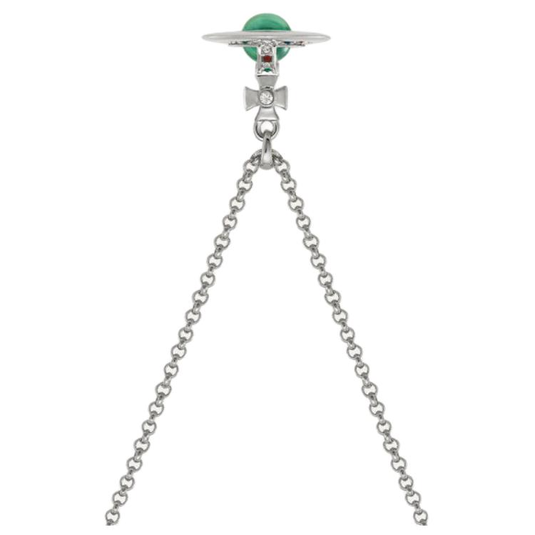 (Women) Vivienne Westwood Petite Orb Mint Green Saturn Pendant Necklace Silver/Mint Green. 8050889174424 圖 3