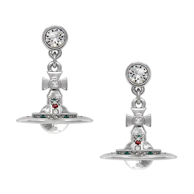 (Women) Vivienne Westwood Petite Orb Saturn Pendant Earrings Silver for Women. 6202003202P019P019