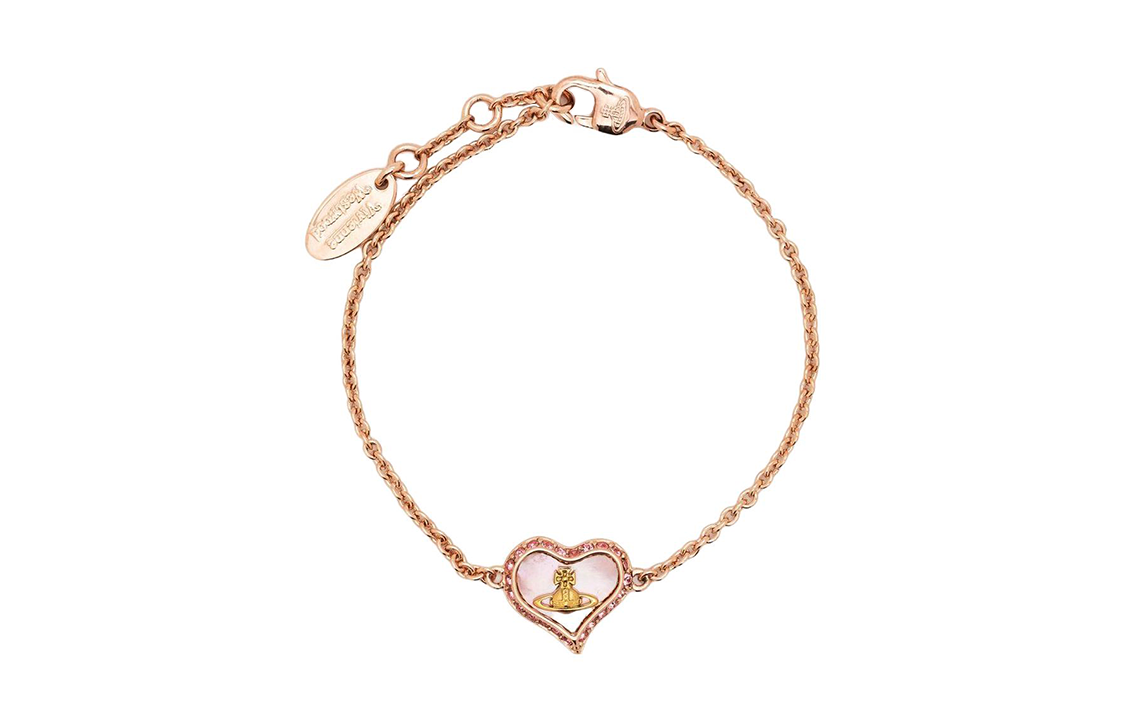 (Women) Vivienne Westwood PETRA Heart Mother-of-Pearl Saturn Brass Bracelet Women. 61020060G208 圖 2