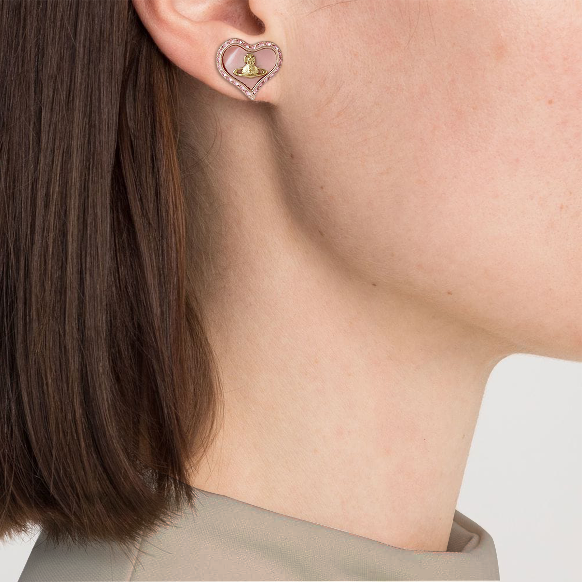 (Women) Vivienne Westwood Petra Heart Pearl Saturn Logo Brass Earrings for Women. 62010074G208G208 圖 4