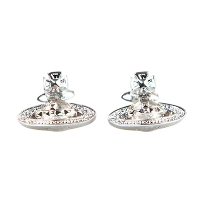 (Women) Vivienne Westwood Pina Bas Relief Saturn Brass Stud Earrings Silver . 62010131-02P116