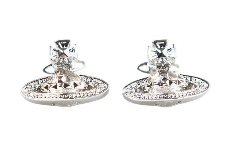 (Women) Vivienne Westwood Pina Bas Relief Saturn Brass Stud Earrings Silver . 62010131-02P116 圖 2
