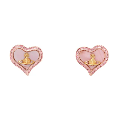 (Women) Vivienne Westwood Pink Crystal Stud Earrings with Buckle Design for Women. 241314F022063