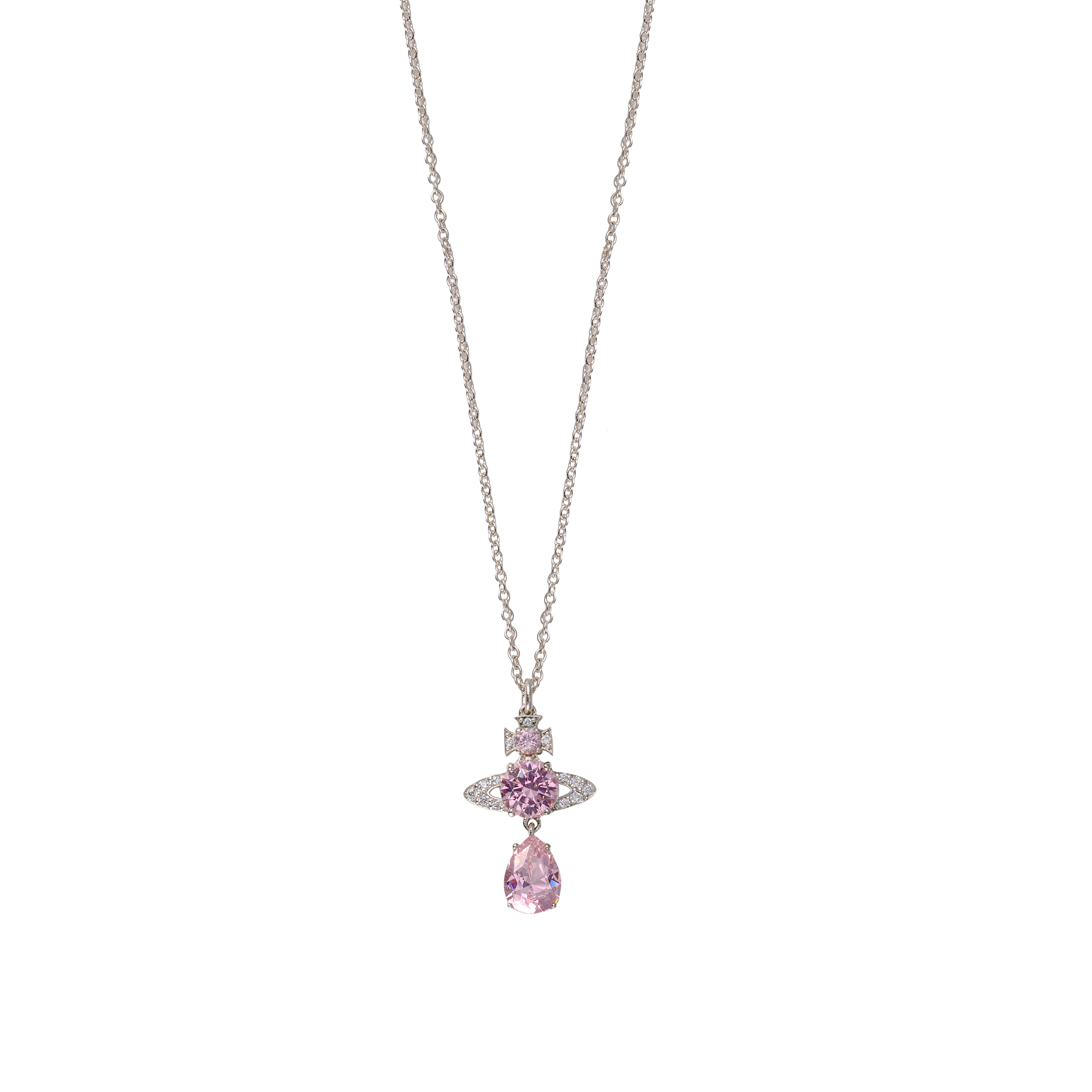 (Women) Vivienne Westwood Pink Pear-Shaped Crystal Pendant Brass Necklace for Women. 6302030202P354P354 圖 2