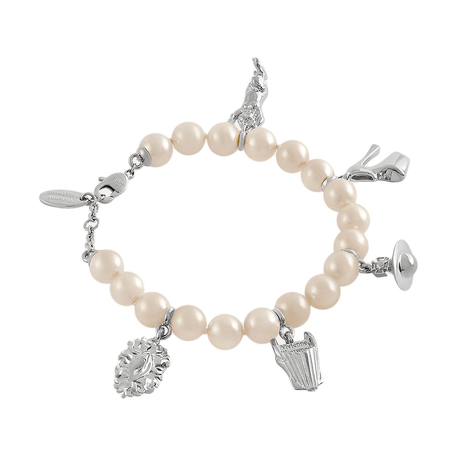 (Women) Vivienne Westwood Polished Brass Glass Pearl Bracelet Silver for Women. 6103008D-02P103 圖 3