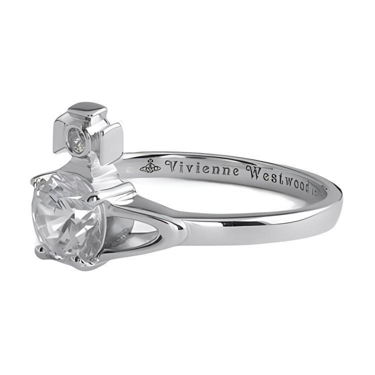 (Women) Vivienne Westwood Reina Classic Saturn Orbit Rhinestone Ring Silver for Women. 6404000601P102P102