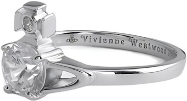 (Women) Vivienne Westwood Reina Classic Saturn Orbit Rhinestone Ring Silver for Women. 6404000601P102P102 (Women) Vivienne Westwood Reina Classic Saturn Orbit Rhinestone Ring Silver for Women. 6404000601P102P102