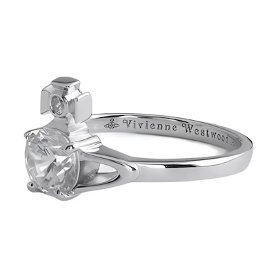 (Women) Vivienne Westwood Reina Classic Saturn Orbit Rhinestone Ring Silver for Women. 6404000601P102P102