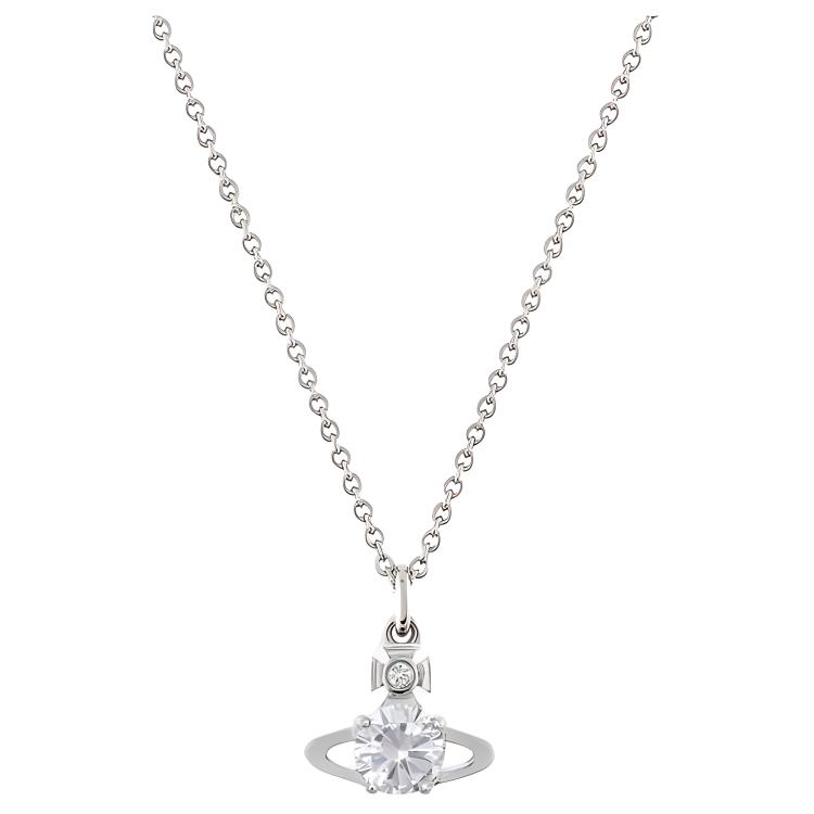 (Women) Vivienne Westwood Reina Orb Crystal Pendant Brass Necklace Silver Women. 6302009502P102SM