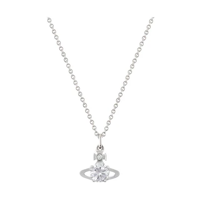 (Women) Vivienne Westwood Reina Orb Crystal Pendant Brass Necklace Silver Women. 6302009502P102SM