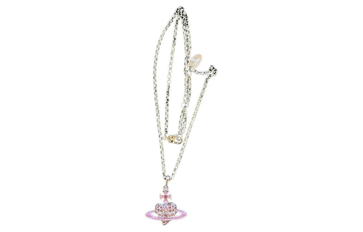 (Women) Vivienne Westwood Reverse Heart Saturn Necklace - Women’s Silver/Pink. 6302039O02P256CN 圖 3
