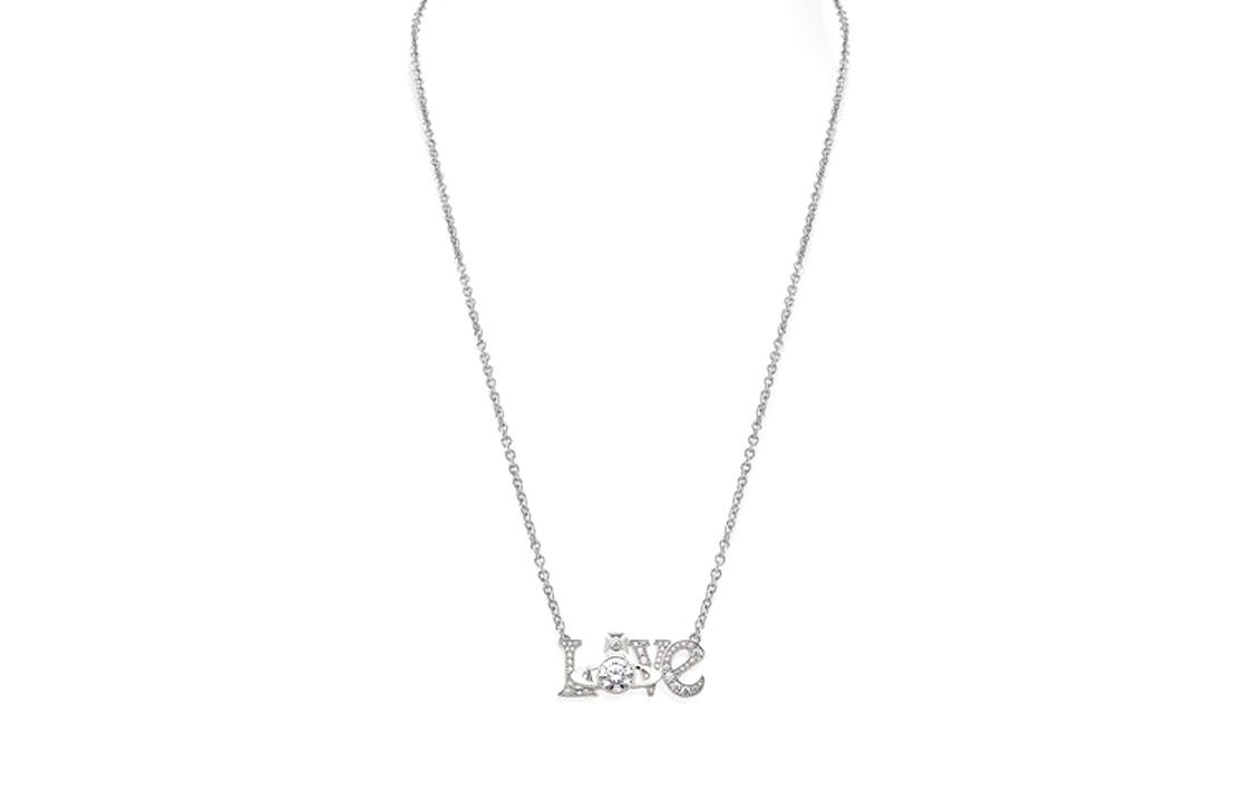 (Women) Vivienne Westwood Roderica Love Saturn Brass Zirconia Necklace Silver 630203DO02P102