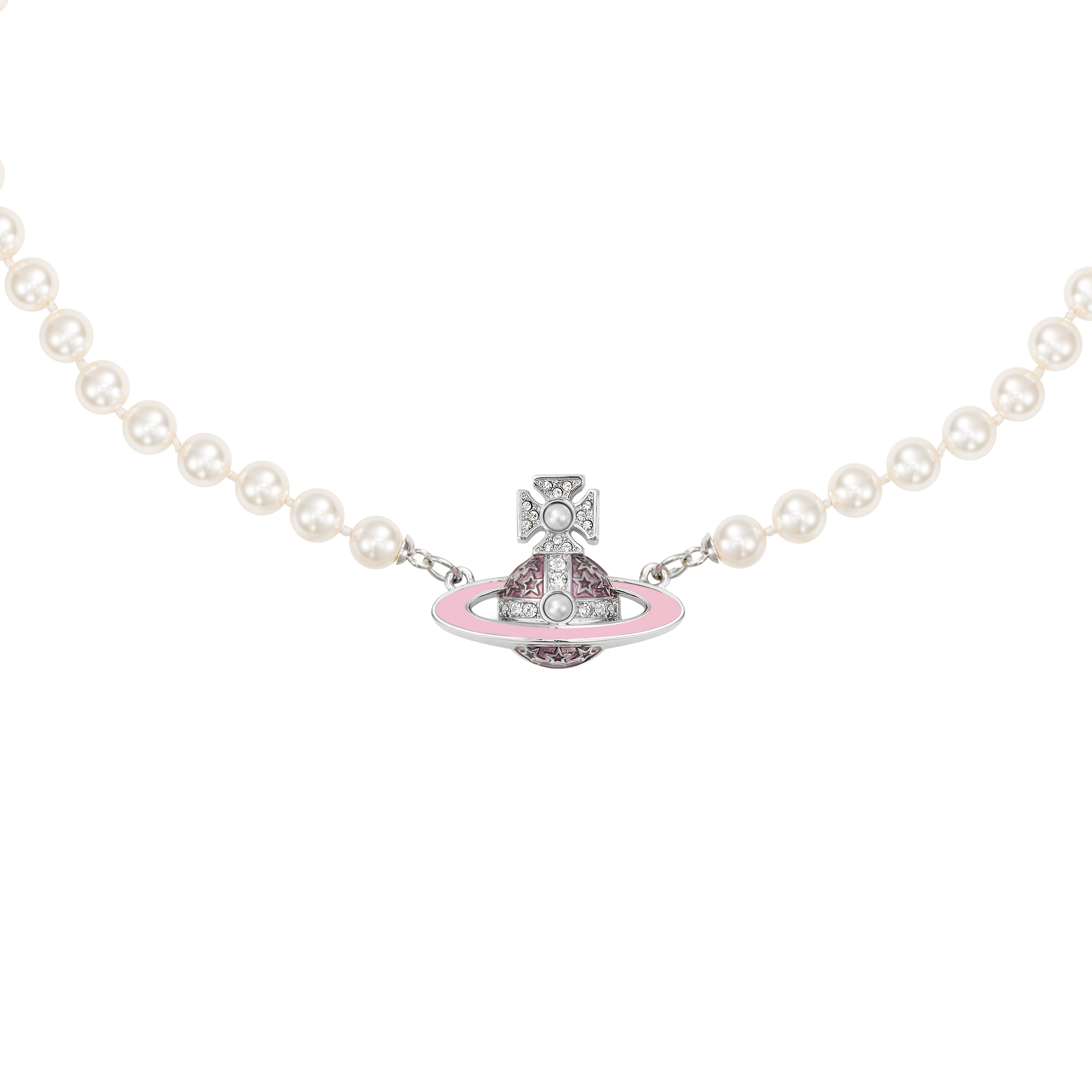 (Women) Vivienne Westwood Roxanne Saturn Pendant Pearl Necklace Silver  Accessory 6301011G02P308P308 圖 2