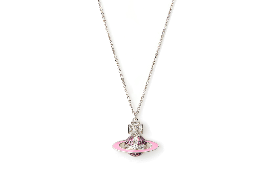 (Women) Vivienne Westwood Roxanne Silver Necklace with Rhinestones and Enamel. 630203AO02P309