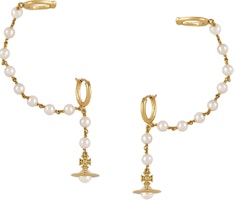 (Women) Vivienne Westwood Samara Symmetric Swarovski Pearl Earrings Gold for Women 6202015702R107R107 (Women) Vivienne Westwood Samara Symmetric Swarovski Pearl Earrings Gold for Women 6202015702R107R107