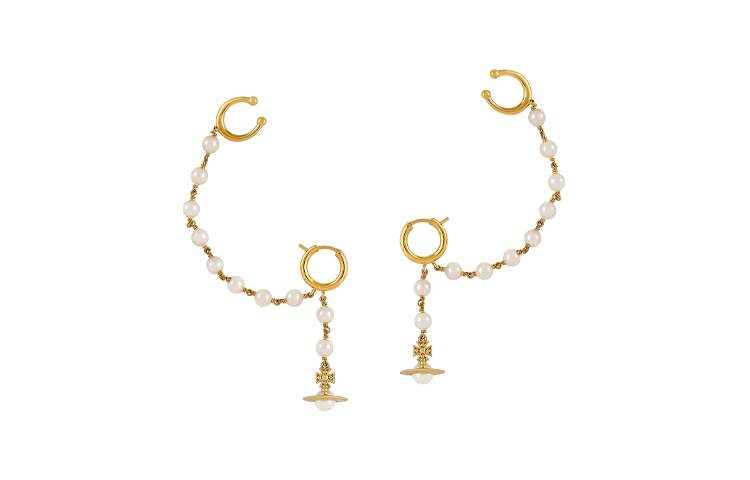 Lookbook (W) 薇薇安·威斯特伍德 Samara 對稱施華洛世奇珍珠耳環 金色 女款 6202015702R107R107