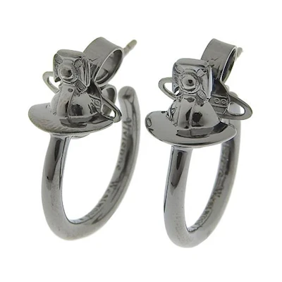 (Women) Vivienne Westwood Saturn Design Brass Earrings Black. 62030049S001