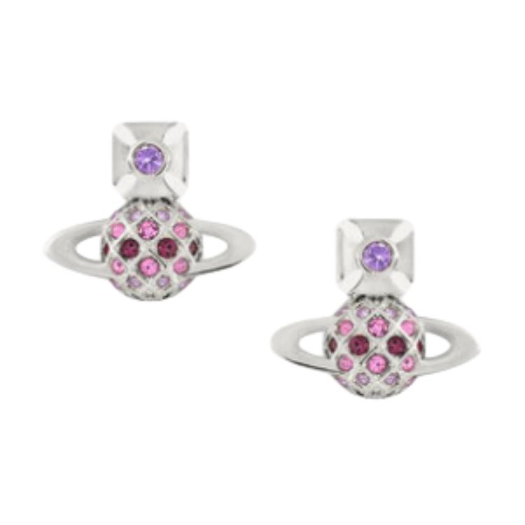 (Women) Vivienne Westwood Saturn Design Brass Earrings  Silver. 6201034O-02P457