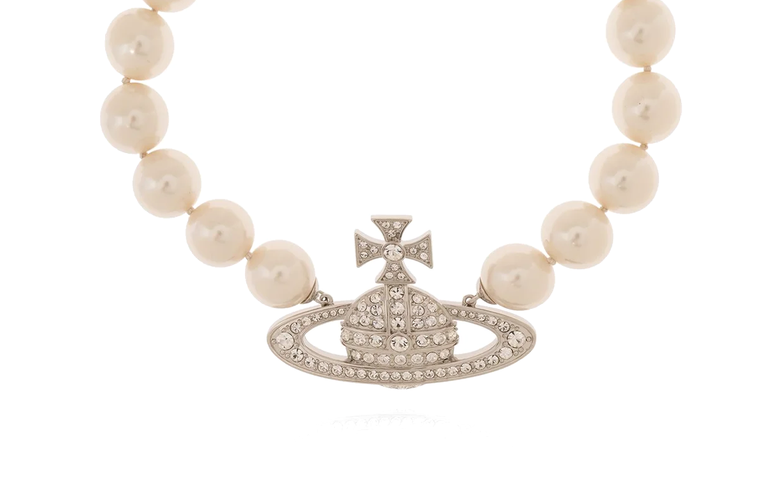(Women) Vivienne Westwood Saturn Logo Pearl Crystal Necklace  White 6301011002P226CNP226 圖 2