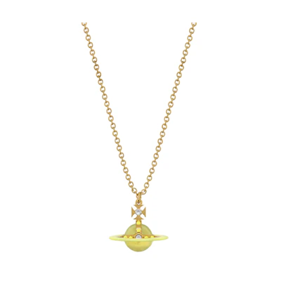 (Women) Vivienne Westwood Saturn Orb Logo Brass Necklace Gold Accessory. 6302039J-02R725-IM