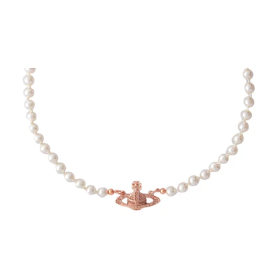 (Women) Vivienne Westwood Saturn Orb Pearl Necklace Rose Gold for Women. 63030006G121G121