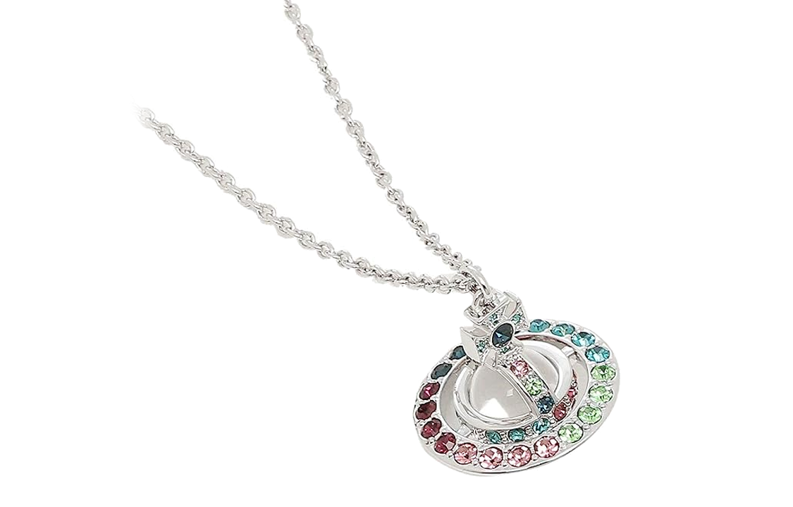 (Women) Vivienne Westwood Saturn Pendant Brass Necklace Silver for Women. 63020273-W304