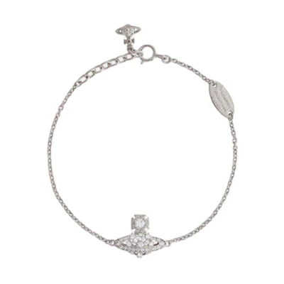 (Women) Vivienne Westwood Silver Cubic Zirconia Detail Bracelet for Women. 6102020A01P102