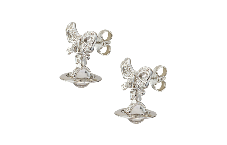 Lookbook (W) 薇薇安·魏斯伍德女款銀色鑲嵌耳環 505770229002