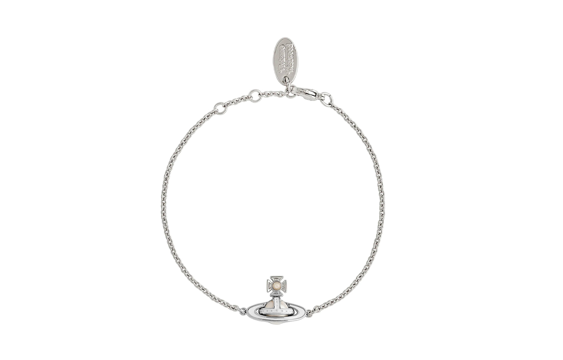 (Women) Vivienne Westwood Simonetta Bas Relief Saturn Pearl Enamel Pendant Bracelet. 61020176-02P113-CN