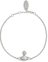 (Women) Vivienne Westwood Simonetta Bas Relief Saturn Pearl Enamel Pendant Bracelet. 61020176-02P113-CN (Women) Vivienne Westwood Simonetta Bas Relief Saturn Pearl Enamel Pendant Bracelet. 61020176-02P113-CN