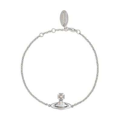 (Women) Vivienne Westwood Simonetta Bas Relief Saturn Pearl Enamel Pendant Bracelet. 61020176-02P113-CN