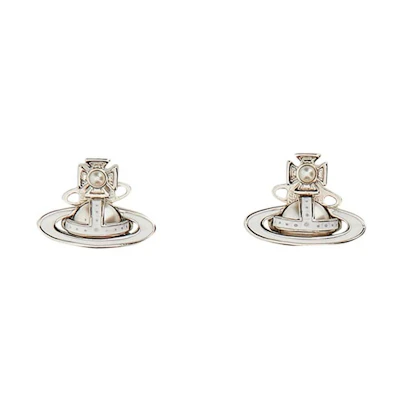 (Women) Vivienne Westwood Simonetta Elegant White Enamel Saturn Brass Earrings for Women. 6201026702P113CN