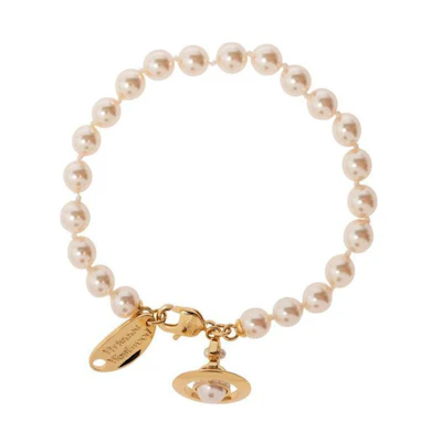 (Women) Vivienne Westwood Simonetta Pearl Bracelet White Gold Logo Design 6102017402-R769