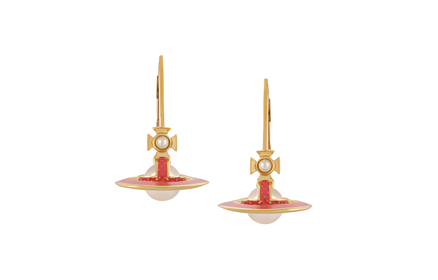 (Women) Vivienne Westwood Simonetta Saturn Enamel Earrings Gold  Accessories 6202011502R730