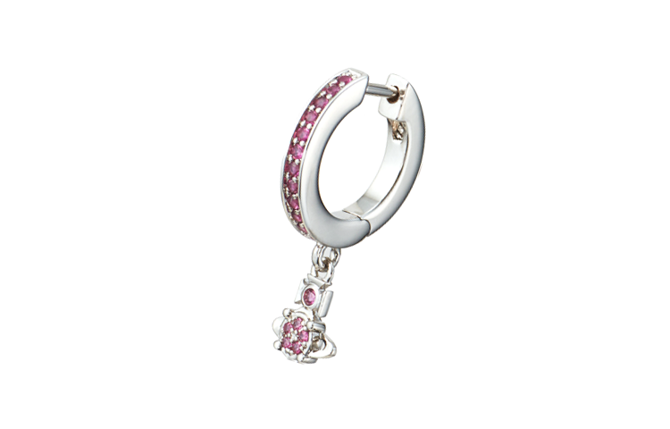 Shop (W) 薇薇安·威斯伍德單圈鑲飾黃銅耳環 女款 銀色。 5057817250MO