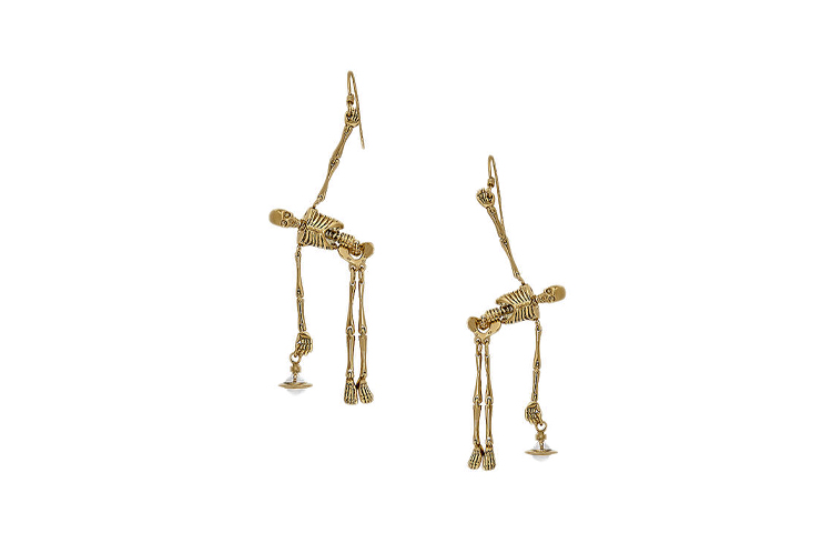 (Women) Vivienne Westwood Skull Pendant Mini Saturn Brass Earrings for Women. 6203001302R445R445