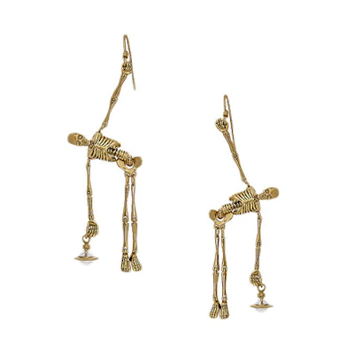 (Women) Vivienne Westwood Skull Pendant Mini Saturn Brass Earrings for Women. 6203001302R445R445