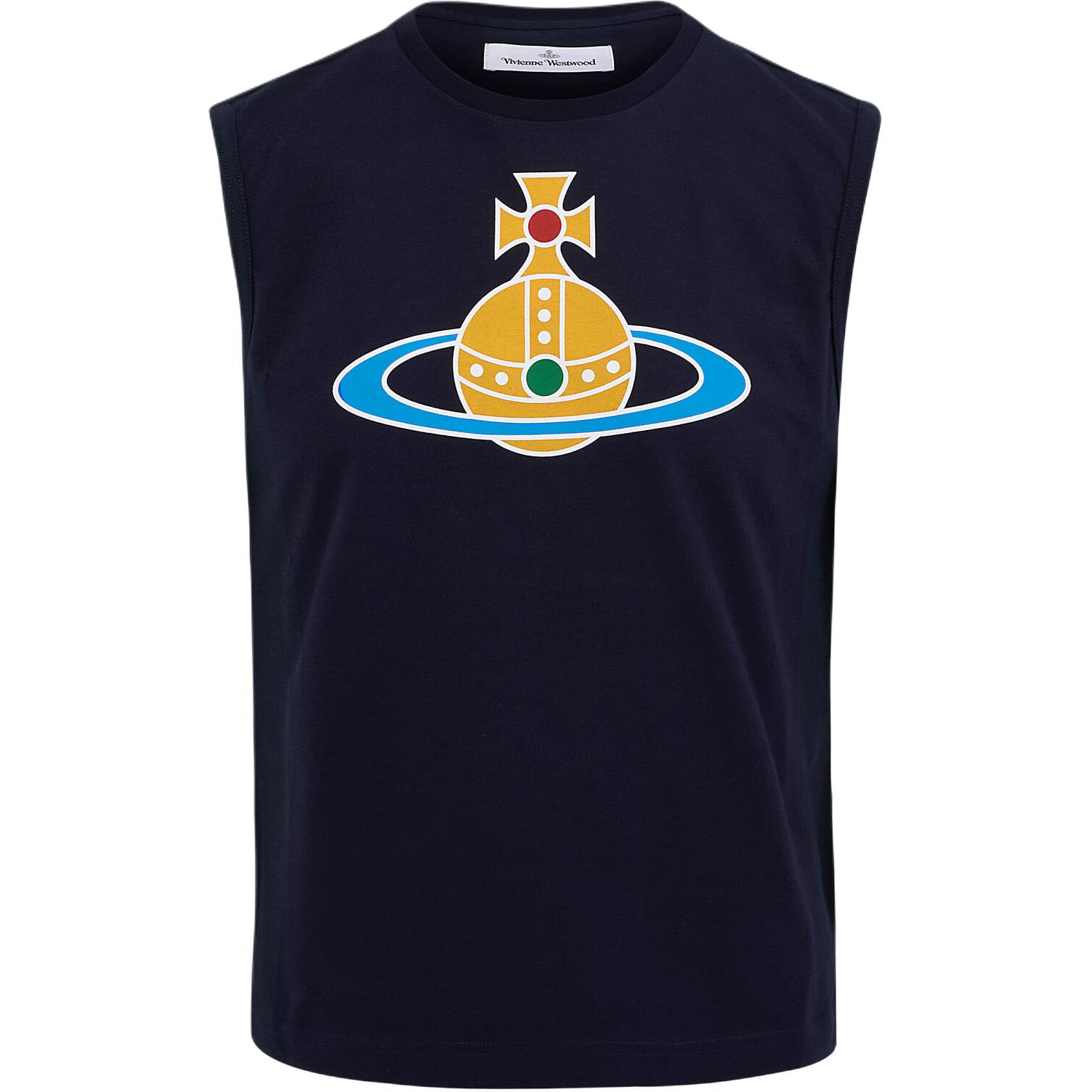 Vivienne Westwood Sleeveless Loose-Fit Tank Top with Round Neckline 2G01000F-J001M-NAVY