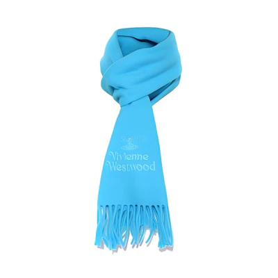 (Women) Vivienne Westwood Solid Logo Tassel Scarf for Women - Blue. 81030007W00Q7K403