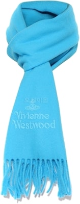 (W) Syal Vivienne Westwood Logo Solid dengan Rumbai Wanita - Biru. 81030007W00Q7K403 Order (W) Syal Vivienne Westwood Logo Solid dengan Rumbai Wanita - Biru. 81030007W00Q7K403