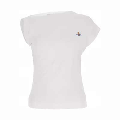 (Women) Vivienne Westwood SS22 Asymmetrical Draped Sleeveless T-Shirt White 1504000AJ001MA401