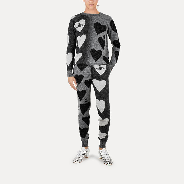 Purchase (W) 비비안 웨스트우드 SS23 블랙 니트 스웨터 컬러블록 하트 디자인 38030019Y000OO206