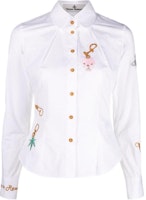 (Women) Vivienne Westwood SS23 White Embroidered Long Sleeve Sunproof Shirt 15010008W009QPI (Women) Vivienne Westwood SS23 White Embroidered Long Sleeve Sunproof Shirt 15010008W009QPI