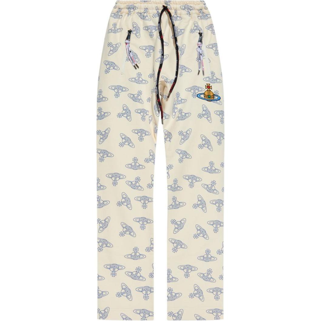 (Women) Vivienne Westwood SS24  Beige High-Waist Logo Print Drawstring Pants 3J01000KJ0079