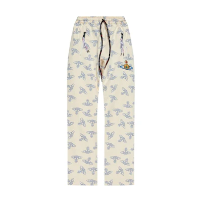 (Women) Vivienne Westwood SS24 Beige High-Waist Logo Print Drawstring Pants 3J01000KJ0079