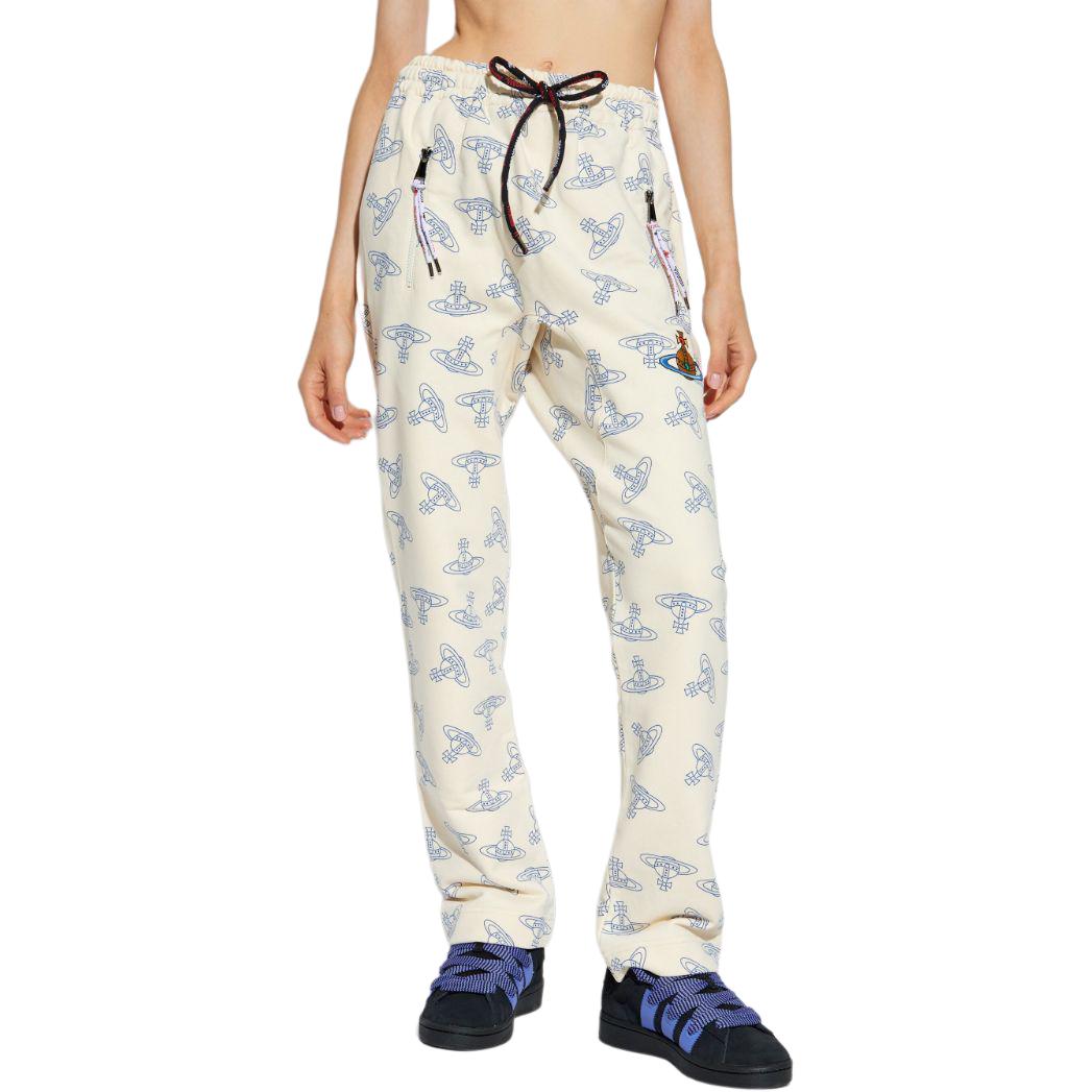 Lookbook (W) ヴィヴィアン・ウエストウッド SS24 ベージュ ロゴプリント ハイウエスト ドローストリングパンツ 3J01000KJ0079