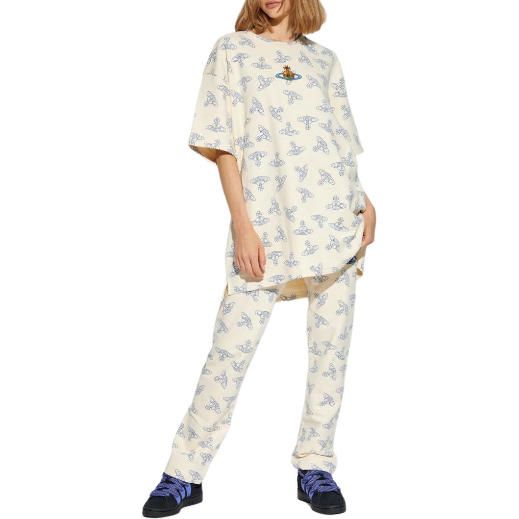 Purchase (W) ヴィヴィアン・ウエストウッド SS24 ベージュ ロゴプリント ハイウエスト ドローストリングパンツ 3J01000KJ0079